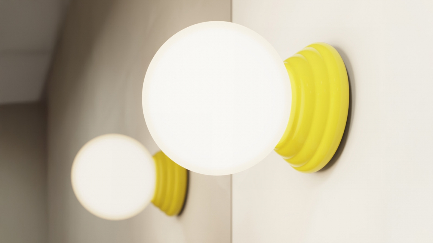 Applique murale en céramique jaune et globe en verre - Zori Applique murale en céramique jaune et globe en verre - Zori