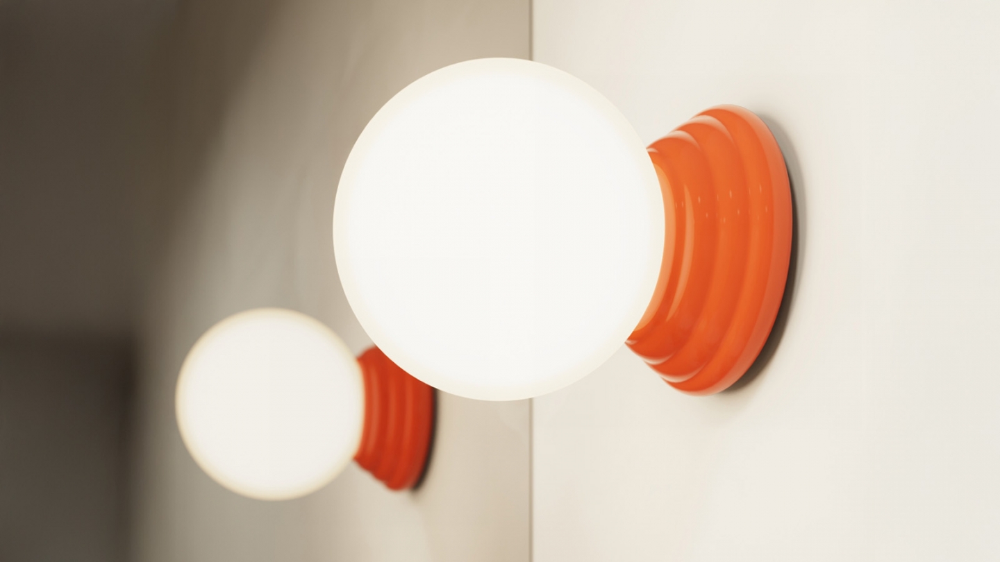 Applique murale en céramique pêche et globe en verre - Zori Applique murale en céramique pêche et globe en verre - Zori