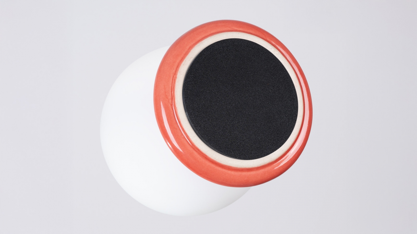 Plafonnier en céramique et globe en verre pêche - Zori Plafonnier en céramique et globe en verre pêche - Zori