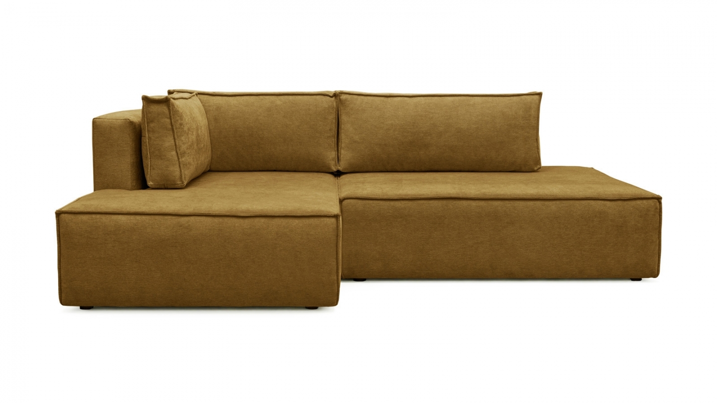 Canapé d'angle à droite convertible 3 places avec coffre en tissu chenille bronze - Barani Canapé d'angle à droite convertible 3 places avec coffre en tissu chenille bronze - Barani