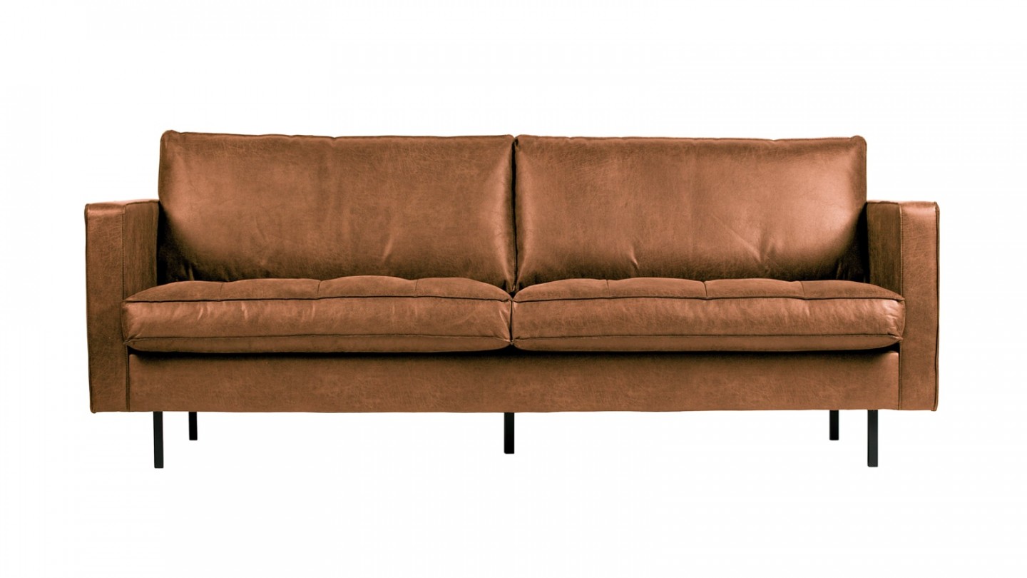 Canapé 2,5 places en cuir cognac - Collection Rodeo - BePureHome