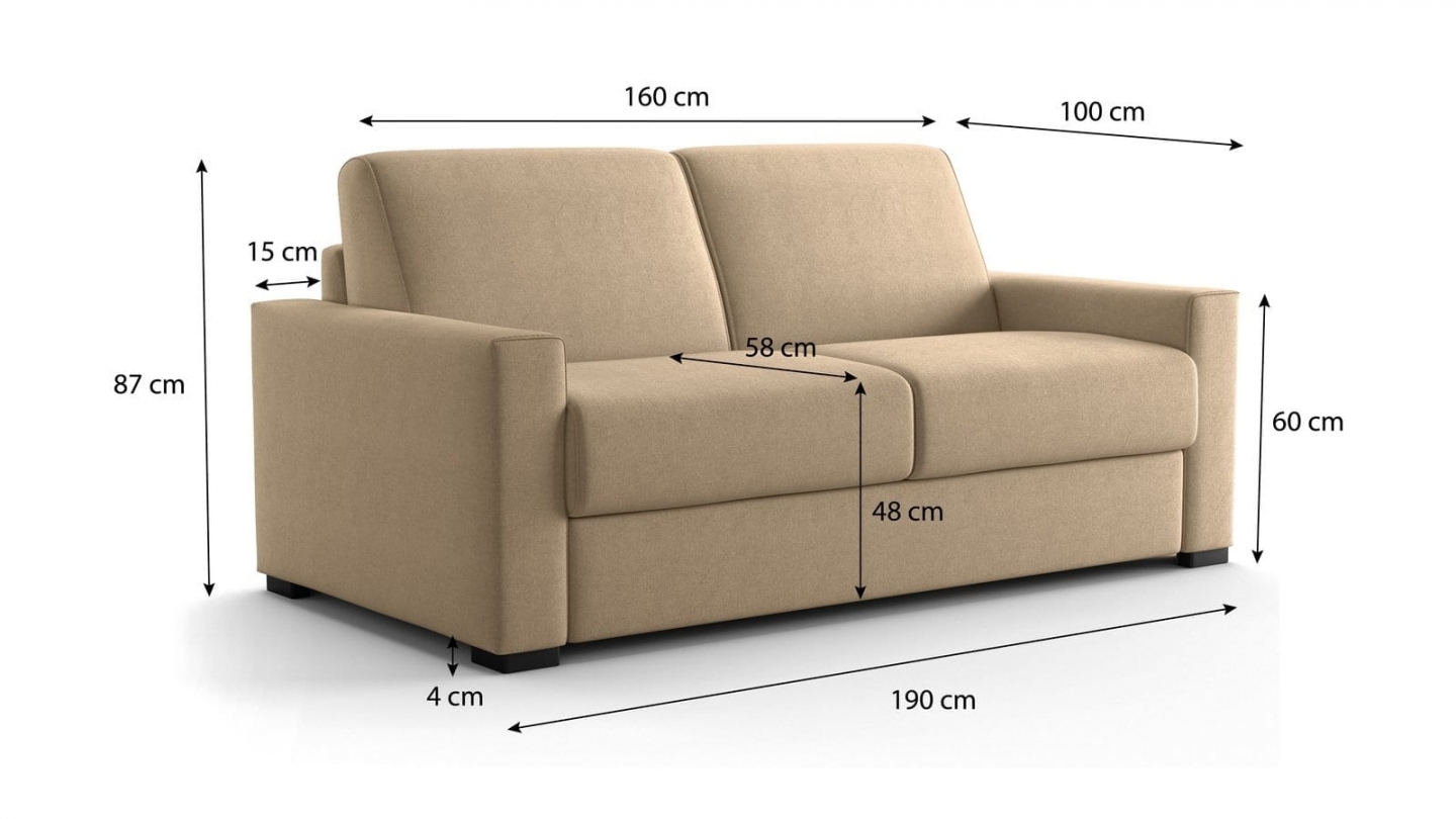 Canapé droit convertible 3 places en tissu chenille taupe - ouverture express - Anzio Canapé droit convertible 3 places en tissu chenille taupe - ouverture express - Anzio