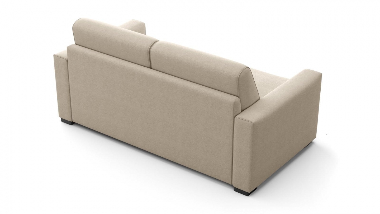 Canapé droit convertible 3 places en tissu chenille beige - ouverture express - Anzio Canapé droit convertible 3 places en tissu chenille beige - ouverture express - Anzio
