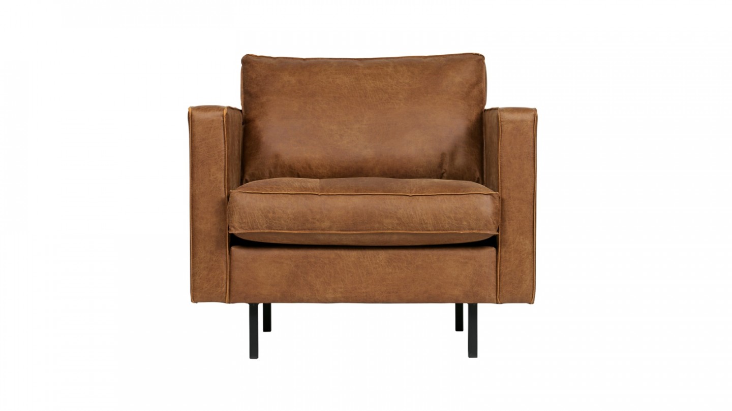 Fauteuil en cuir cognac - Collection Rodeo - BePureHome