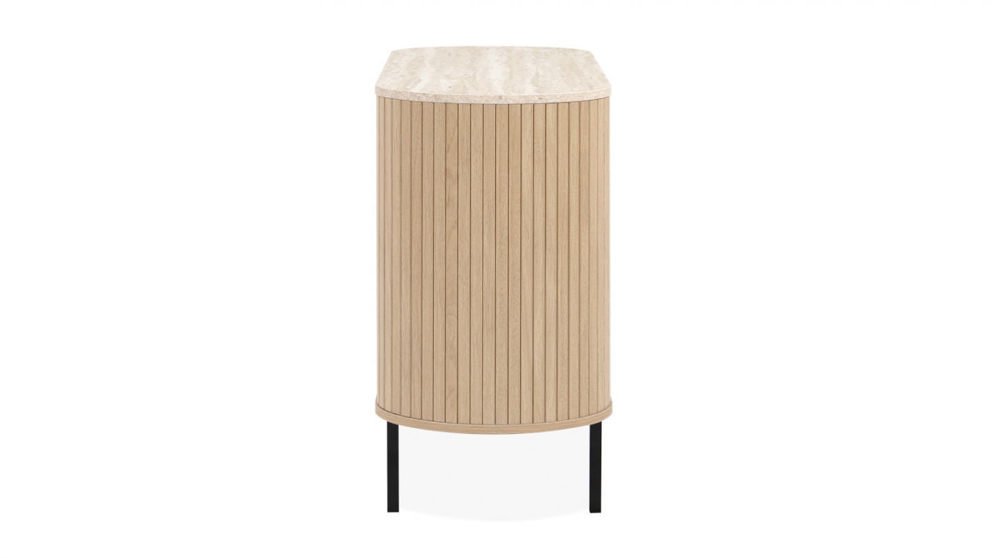 Commode 3 tiroirs effet Chêne et Travertin 80 cm - Juna Commode 3 tiroirs effet Chêne et Travertin 80 cm - Juna