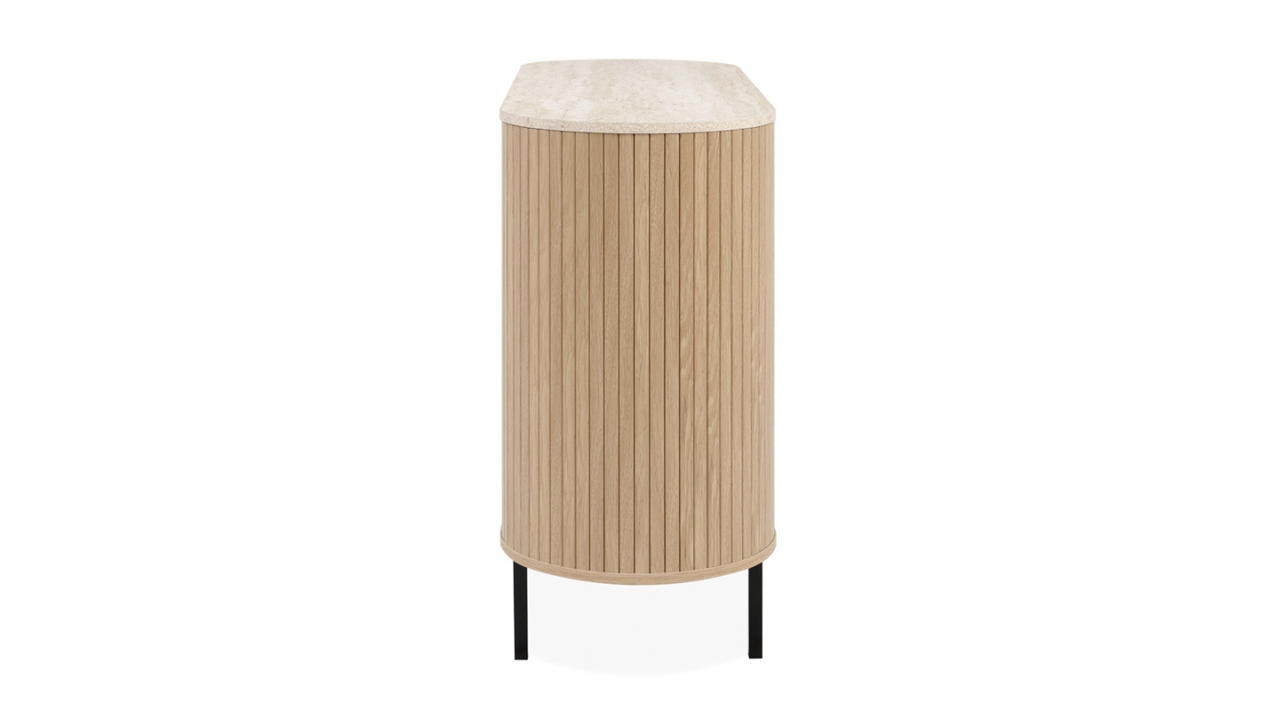 Buffet 2 portes effet Chêne et Travertin 120 cm - Juna Buffet 2 portes effet Chêne et Travertin 120 cm - Juna