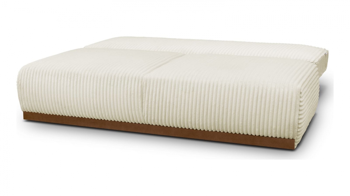Canapé convertible 3 places avec coffre de rangement en velours gros côtelé beige - ouverture rapide - Auteuil Canapé convertible 3 places avec coffre de rangement en velours gros côtelé beige - ouverture rapide - Auteuil