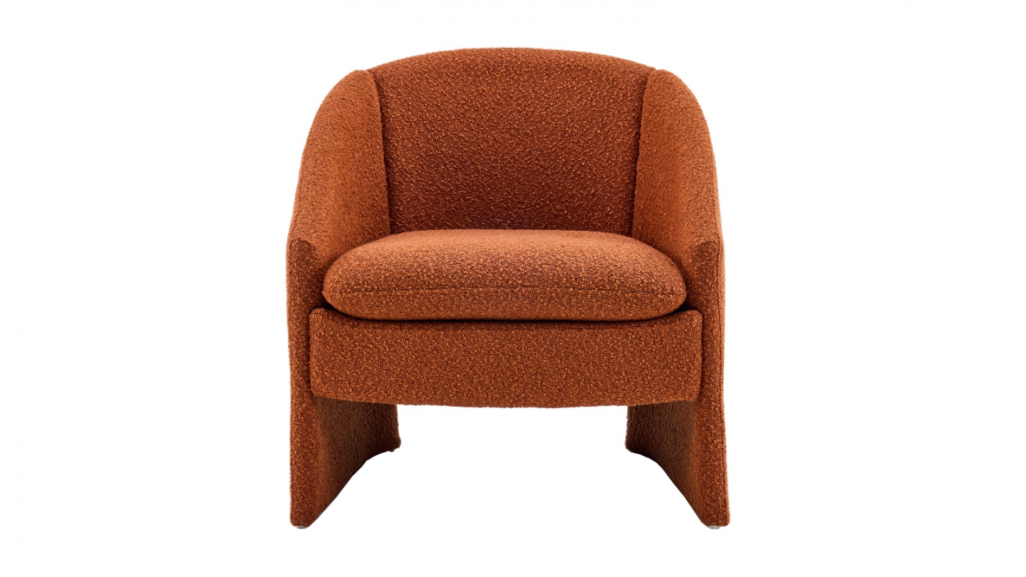 Fauteuil en bois et tissu bouclé rouille - Ami Fauteuil en bois et tissu bouclé rouille - Ami