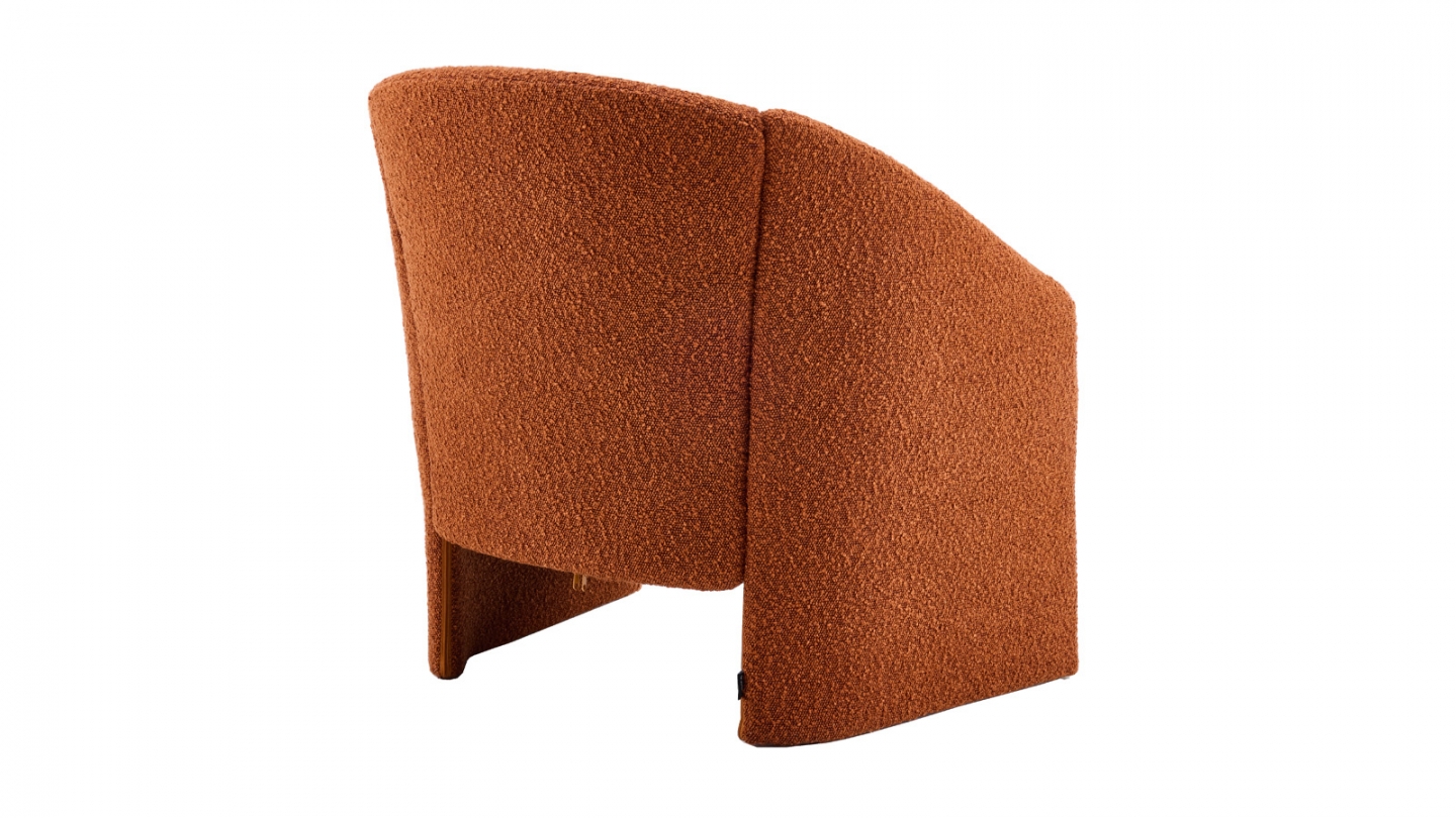 Fauteuil en bois et tissu bouclé rouille - Ami Fauteuil en bois et tissu bouclé rouille - Ami