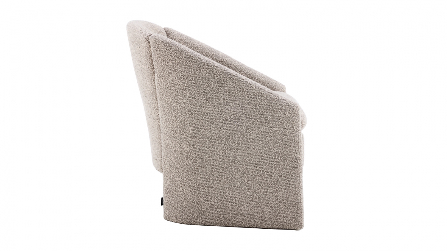 Fauteuil en bois et tissu bouclé taupe - Ami Fauteuil en bois et tissu bouclé taupe - Ami