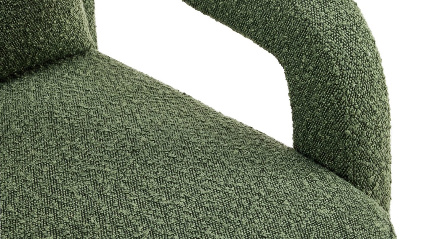 Fauteuil en bois et tissu bouclé vert kaki - Niko Fauteuil en bois et tissu bouclé vert kaki - Niko