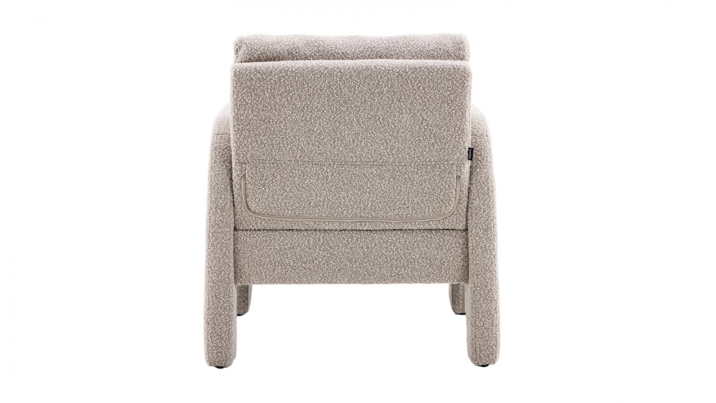 Fauteuil en bois et tissu bouclé taupe - Niko Fauteuil en bois et tissu bouclé taupe - Niko