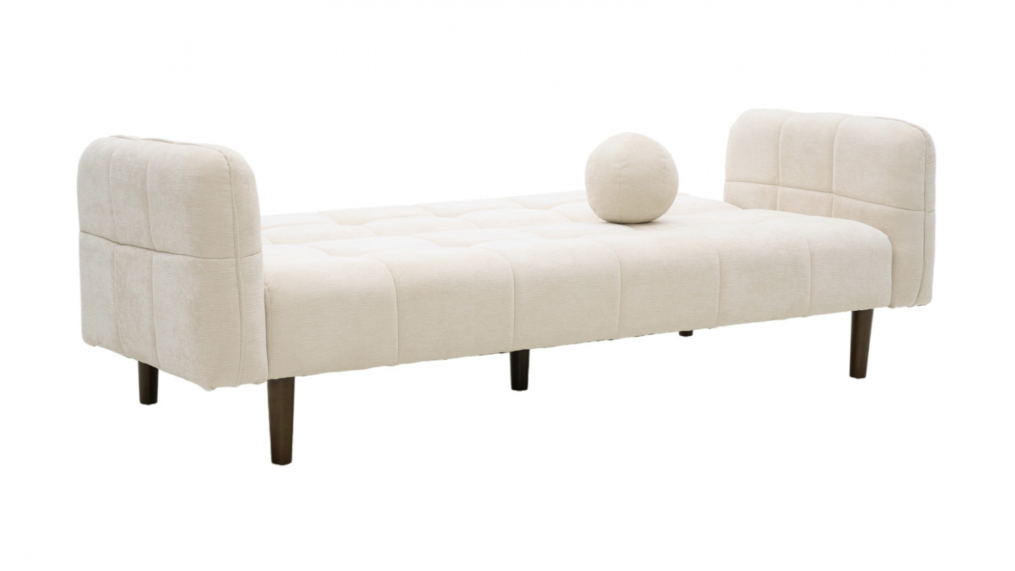 Canapé convertible 3 places en tissu chenille beige - Pavia Canapé convertible 3 places en tissu chenille beige - Pavia