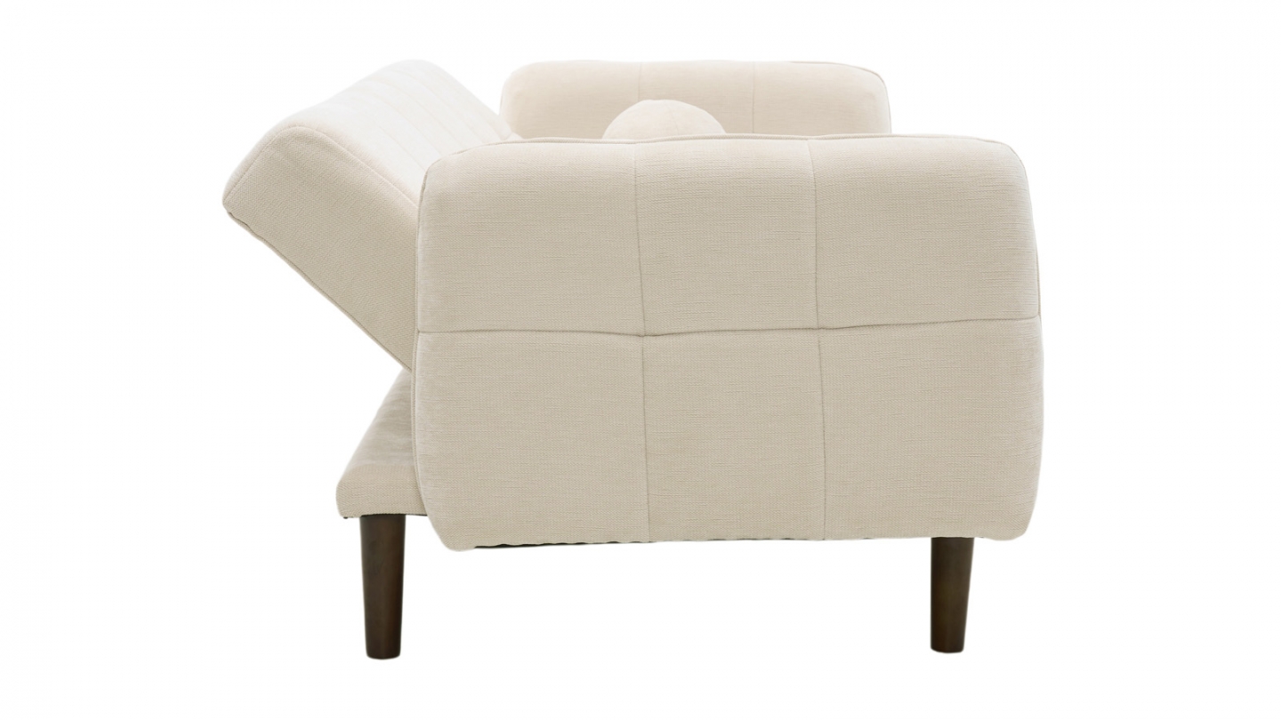 Canapé convertible 3 places en tissu chenille beige - Pavia Canapé convertible 3 places en tissu chenille beige - Pavia