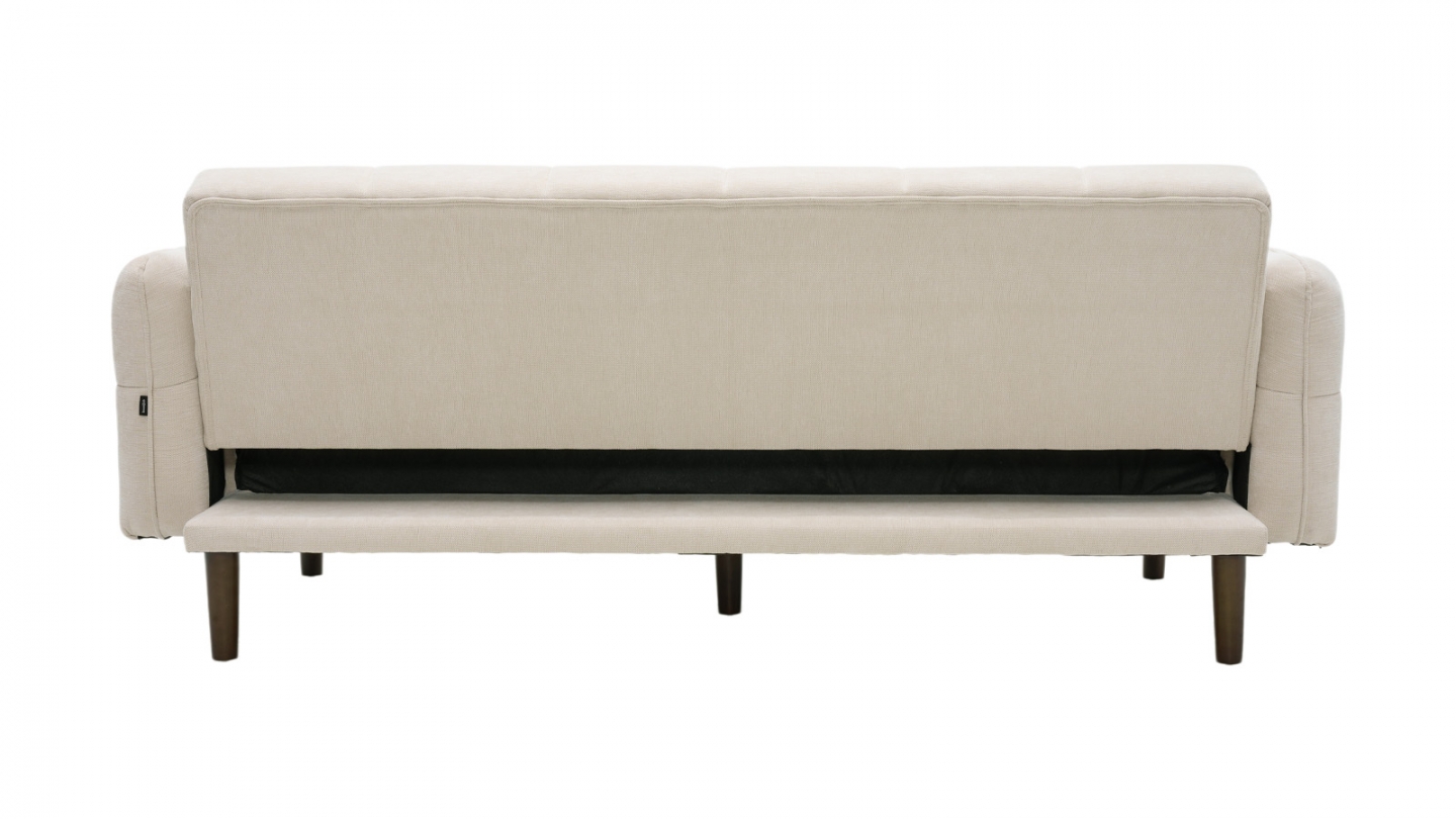 Canapé convertible 3 places en tissu chenille beige - Pavia Canapé convertible 3 places en tissu chenille beige - Pavia