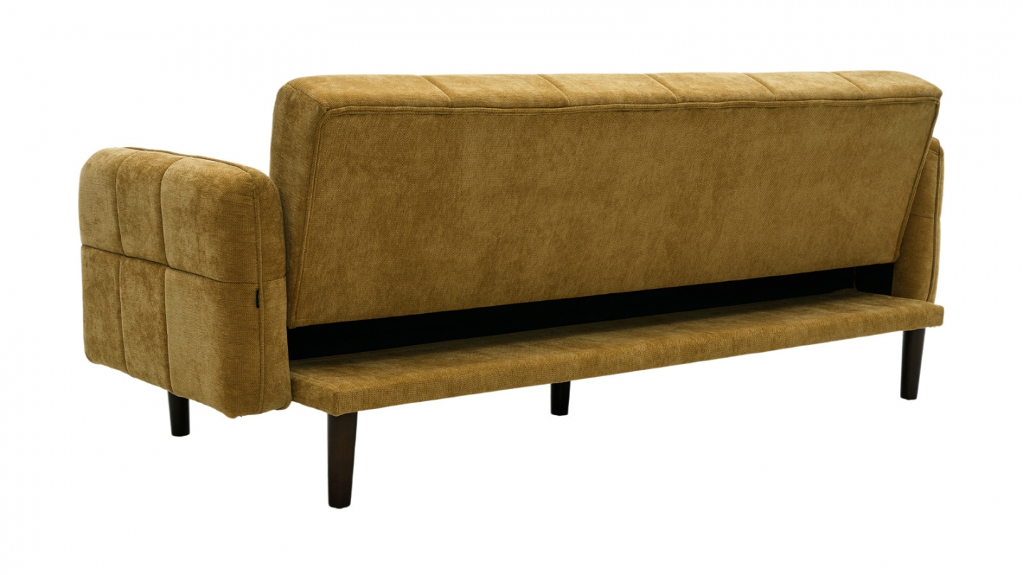 Canapé convertible 3 places en tissu chenille bronze - Pavia Canapé convertible 3 places en tissu chenille bronze - Pavia