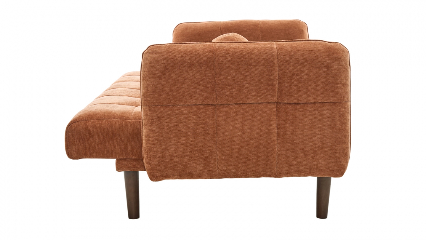 Canapé convertible 3 places en tissu chenille terracotta - Pavia Canapé convertible 3 places en tissu chenille terracotta - Pavia