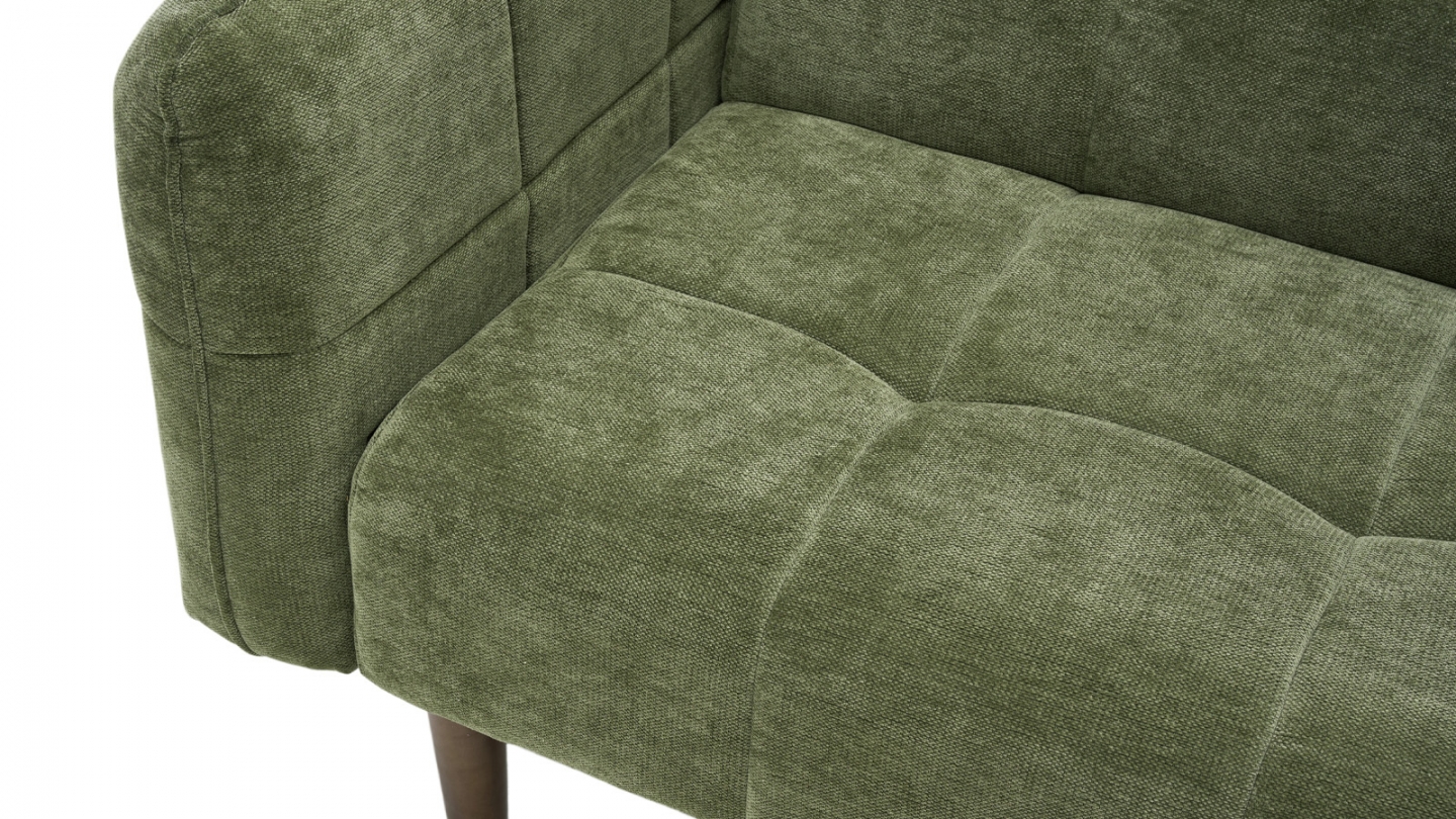 Canapé convertible 3 places en tissu chenille vert olive - Pavia Canapé convertible 3 places en tissu chenille vert olive - Pavia