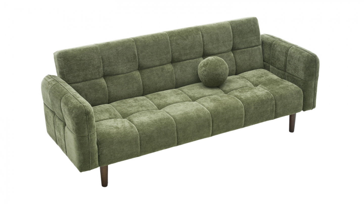 Canapé convertible 3 places en tissu chenille vert olive - Pavia Canapé convertible 3 places en tissu chenille vert olive - Pavia