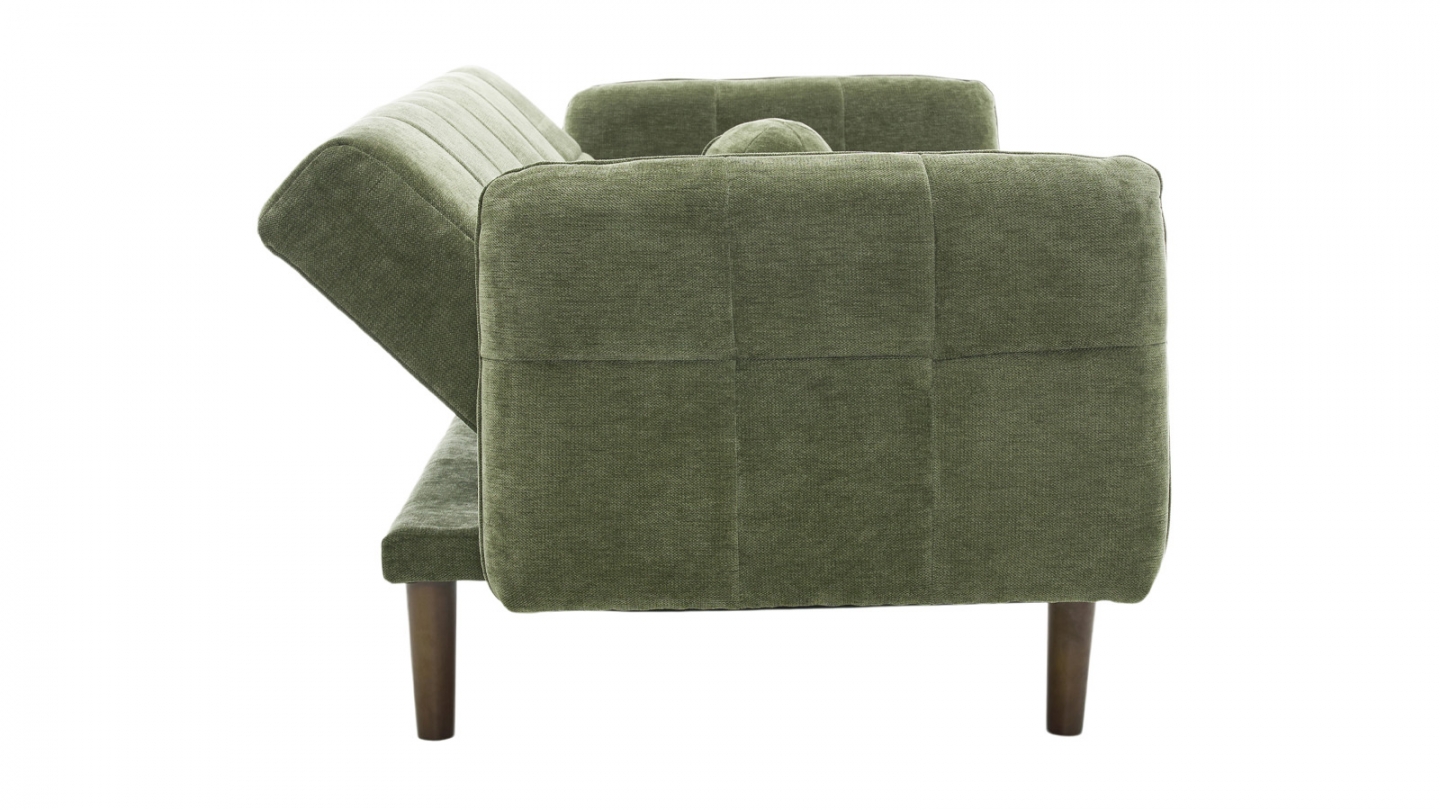 Canapé convertible 3 places en tissu chenille vert olive - Pavia Canapé convertible 3 places en tissu chenille vert olive - Pavia