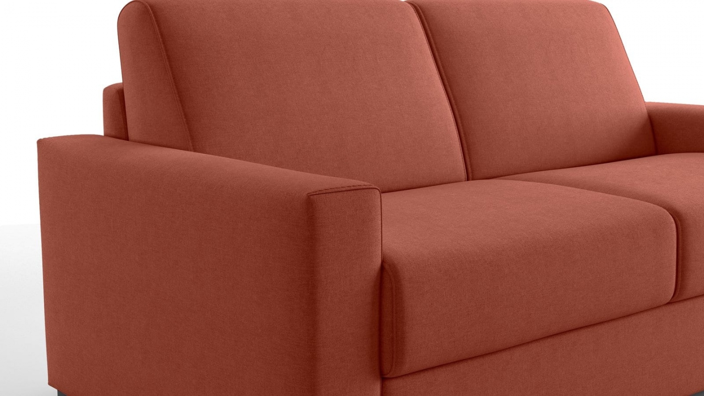 Canapé droit convertible 3 places en tissu chenille terracotta - ouverture express - Anzio Canapé droit convertible 3 places en tissu chenille terracotta - ouverture express - Anzio