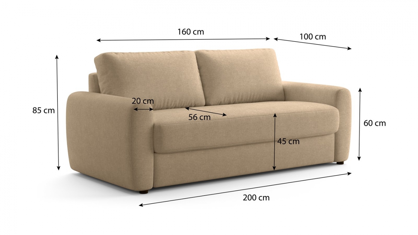 Canapé droit convertible 3 places en tissu chenille taupe - ouverture express - Salvia Canapé droit convertible 3 places en tissu chenille taupe - ouverture express - Salvia