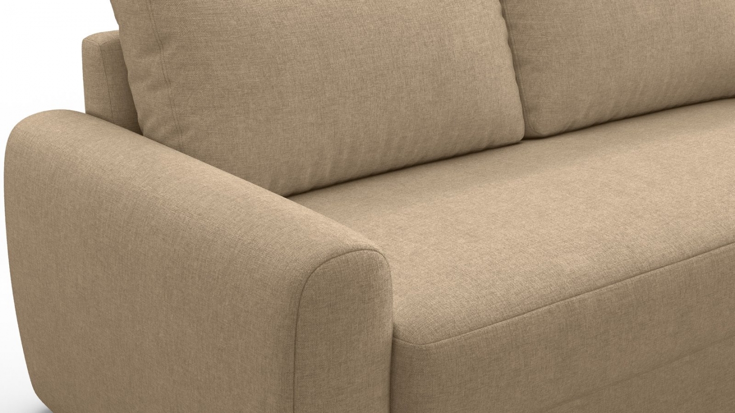 Canapé droit convertible 3 places en tissu chenille taupe - ouverture express - Salvia Canapé droit convertible 3 places en tissu chenille taupe - ouverture express - Salvia
