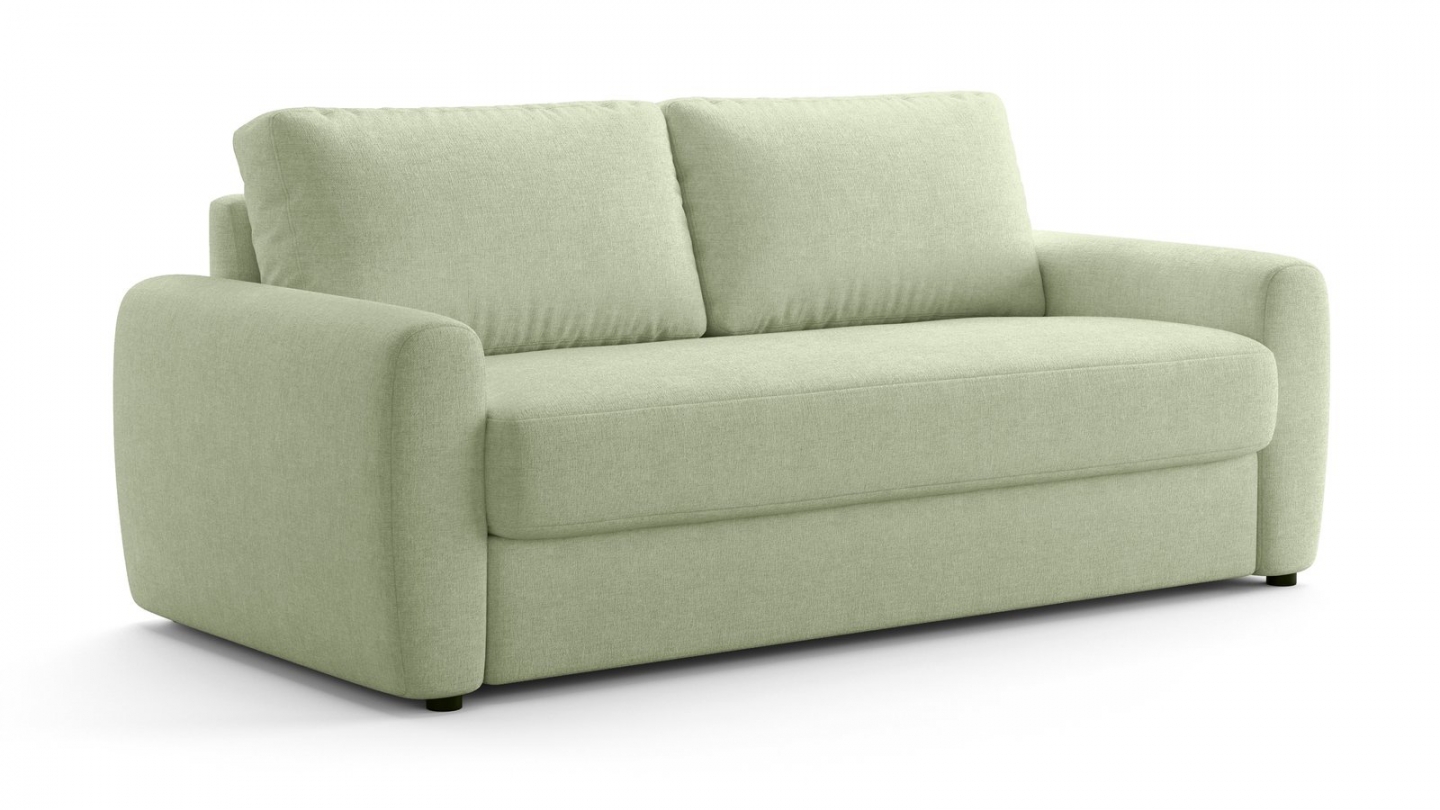 Canapé droit convertible 3 places en tissu chenille vert sauge - ouverture express - Salvia Canapé droit convertible 3 places en tissu chenille vert sauge - ouverture express - Salvia