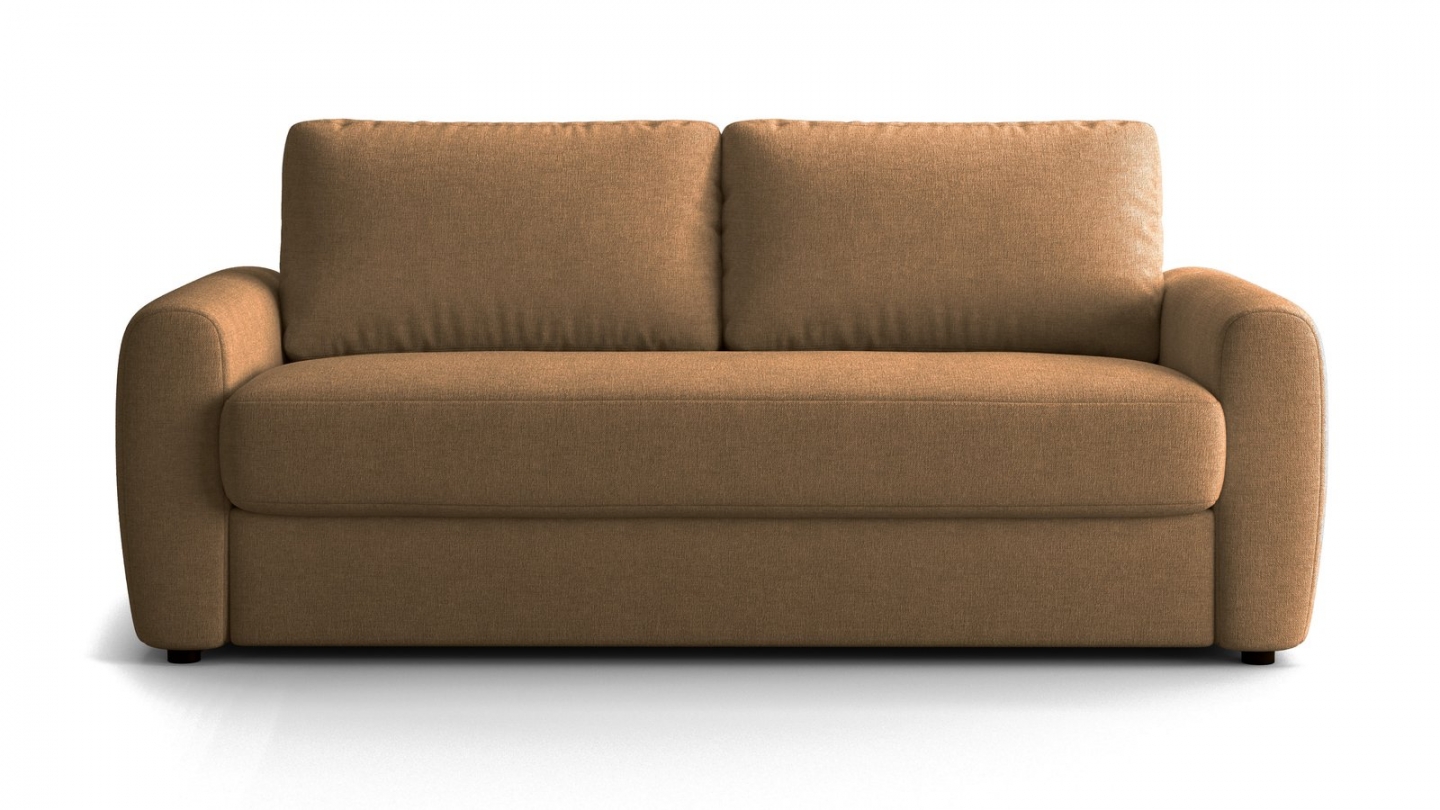 Canapé droit convertible 3 places en tissu chenille moka - ouverture express - Salvia Canapé droit convertible 3 places en tissu chenille moka - ouverture express - Salvia