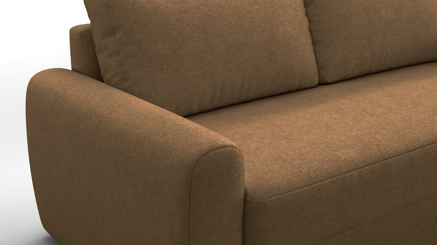 Canapé droit convertible 3 places en tissu chenille moka - ouverture express - Salvia Canapé droit convertible 3 places en tissu chenille moka - ouverture express - Salvia