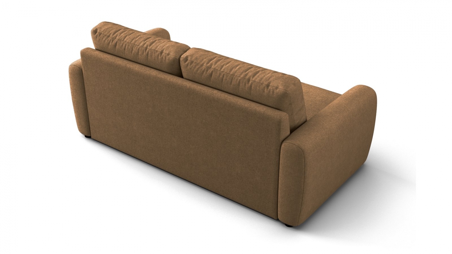 Canapé droit convertible 3 places en tissu chenille moka - ouverture express - Salvia Canapé droit convertible 3 places en tissu chenille moka - ouverture express - Salvia