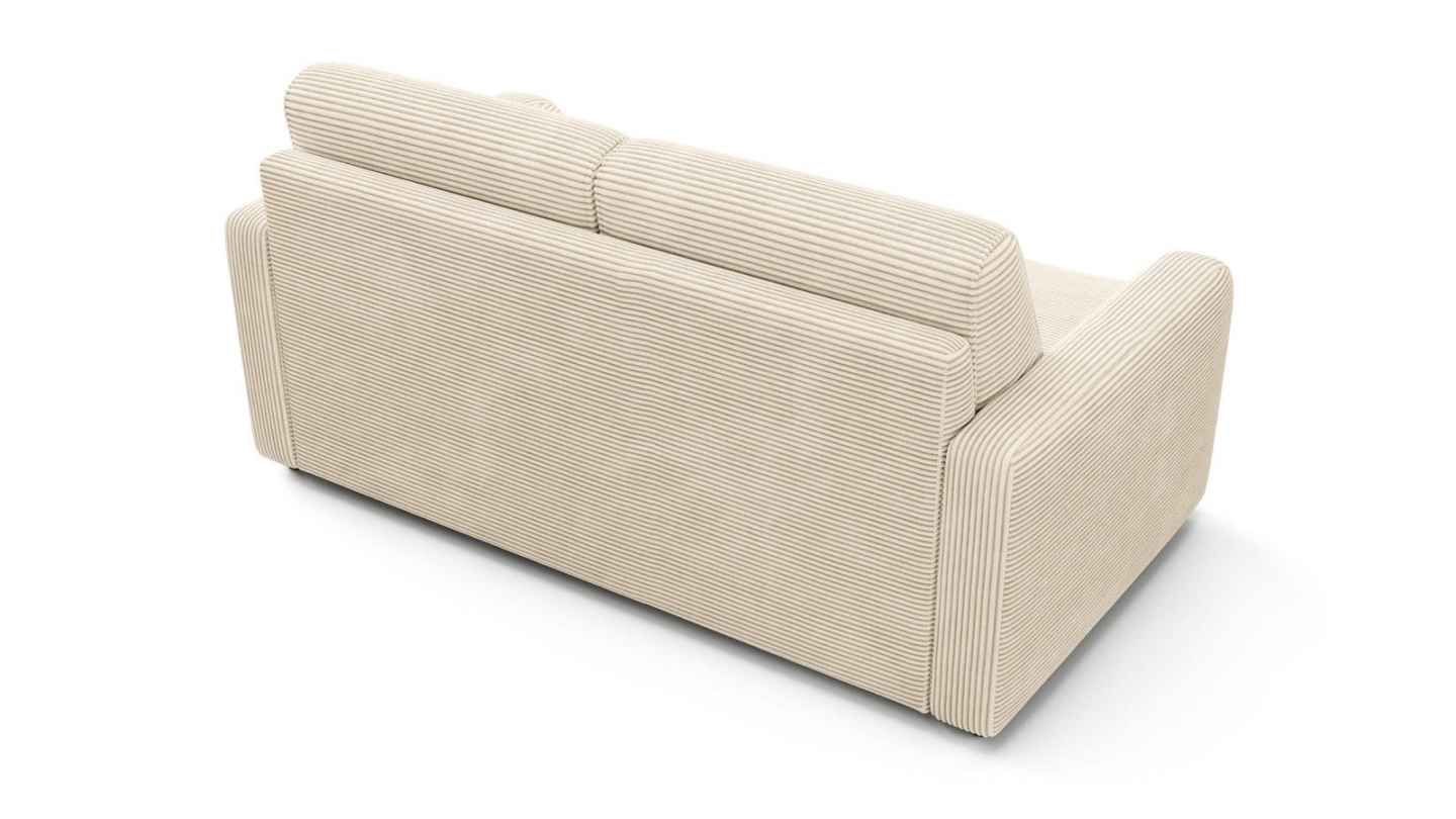 Canapé droit convertible 3 places en velours côtelé beige - ouverture express - Lumio Canapé droit convertible 3 places en velours côtelé beige - ouverture express - Lumio