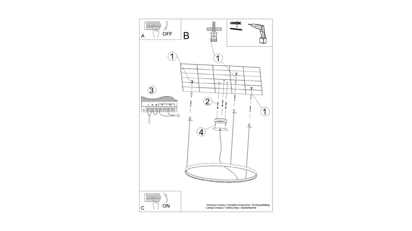 Suspension ronde noire à Led 78 cm - 3000K - Rio Suspension ronde noire à Led 78 cm - 3000K - Rio