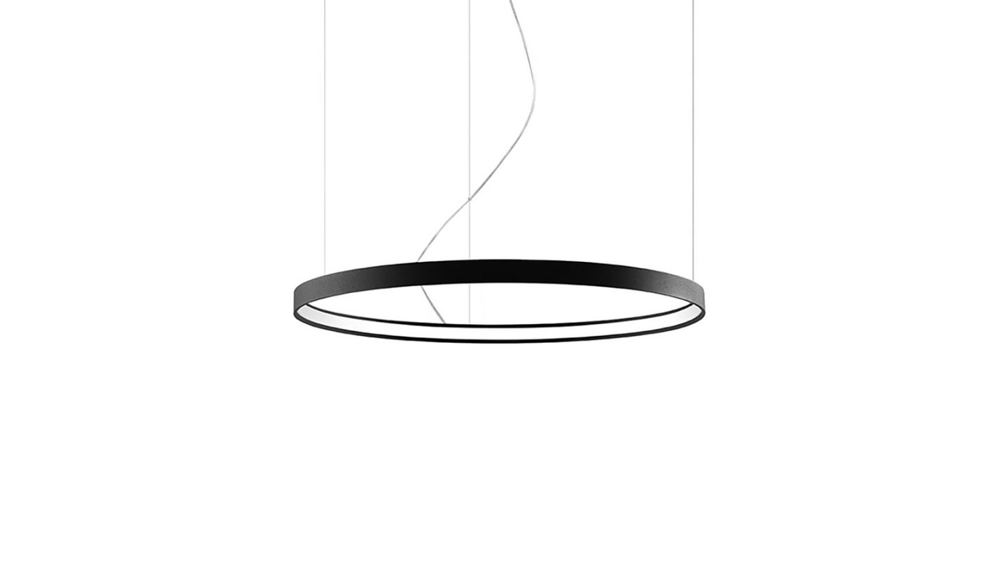 Suspension ronde noire à Led 78 cm - 3000K - Rio Suspension ronde noire à Led 78 cm - 3000K - Rio
