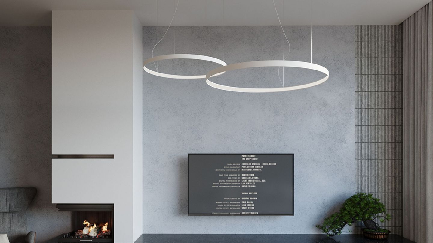Suspension ronde blanche à Led 78 cm - 3000K - Rio Suspension ronde blanche à Led 78 cm - 3000K - Rio