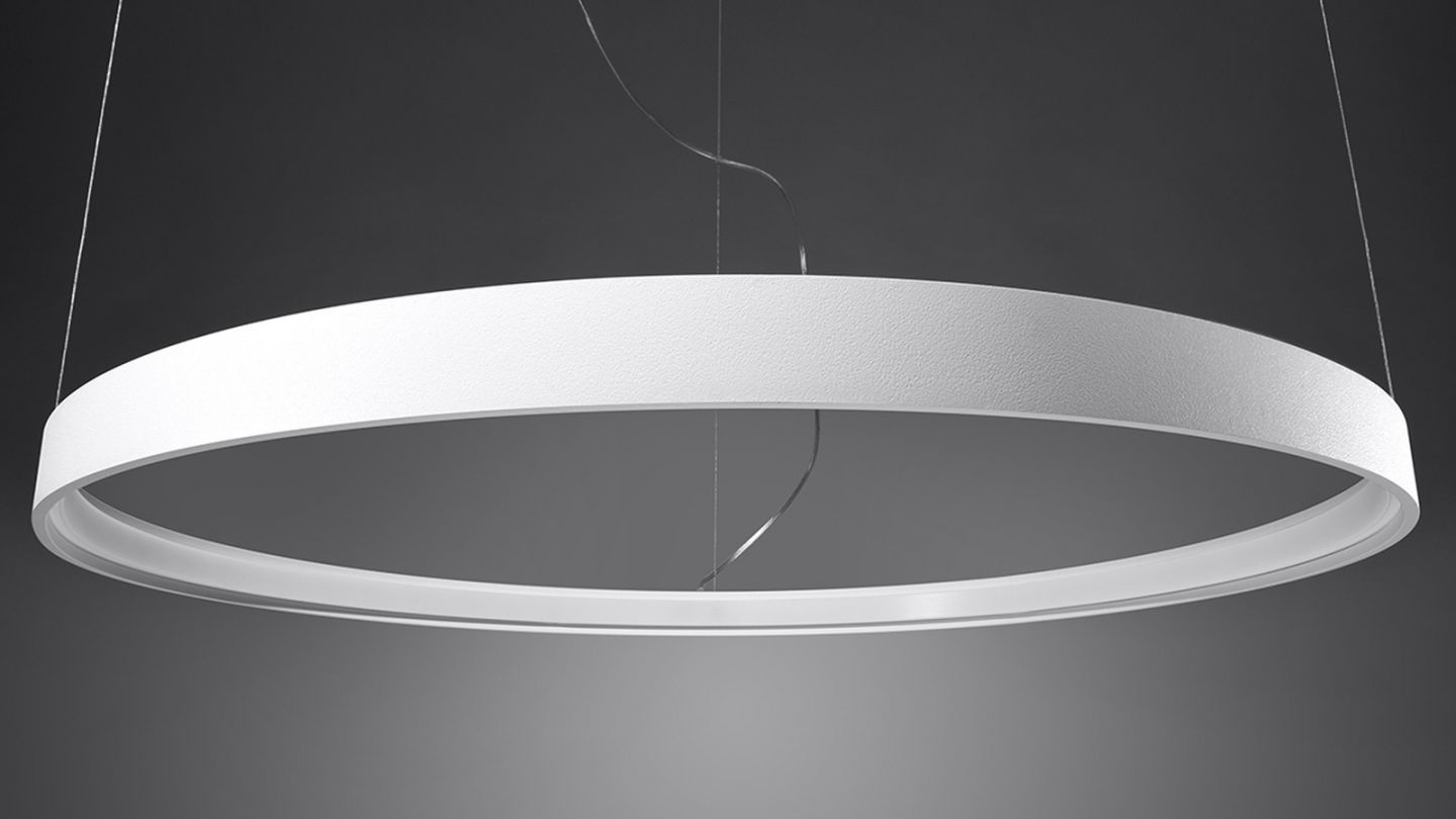 Suspension ronde blanche à Led 78 cm - 3000K - Rio Suspension ronde blanche à Led 78 cm - 3000K - Rio