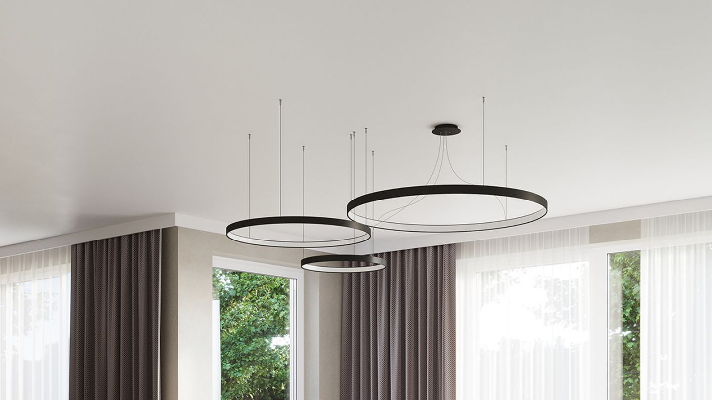 Suspension ronde noire à Led 78 cm - 4000K - Rio Suspension ronde noire à Led 78 cm - 4000K - Rio