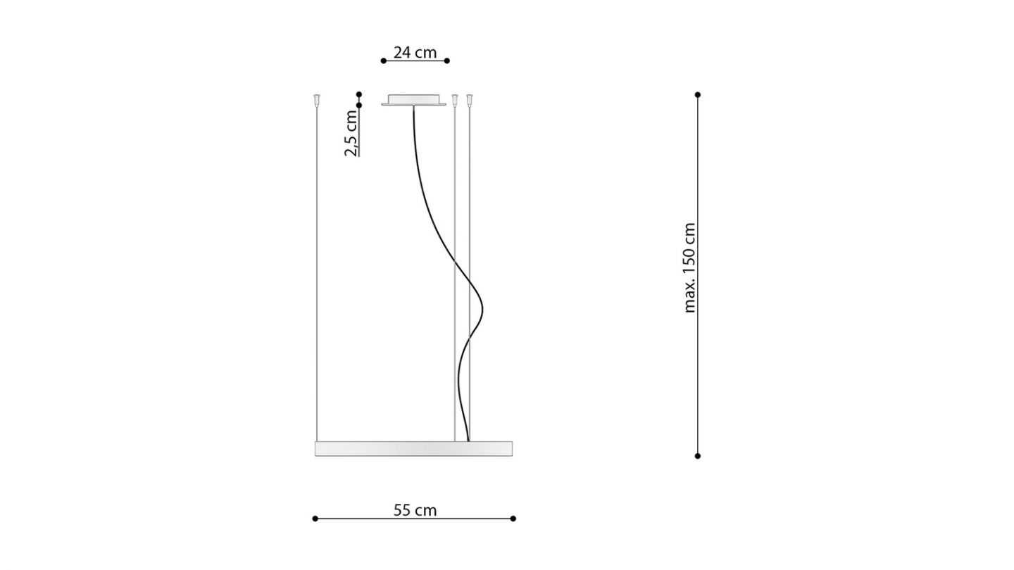 Suspension ronde noire à Led 55 cm - 4000K - Rio Suspension ronde noire à Led 55 cm - 4000K - Rio
