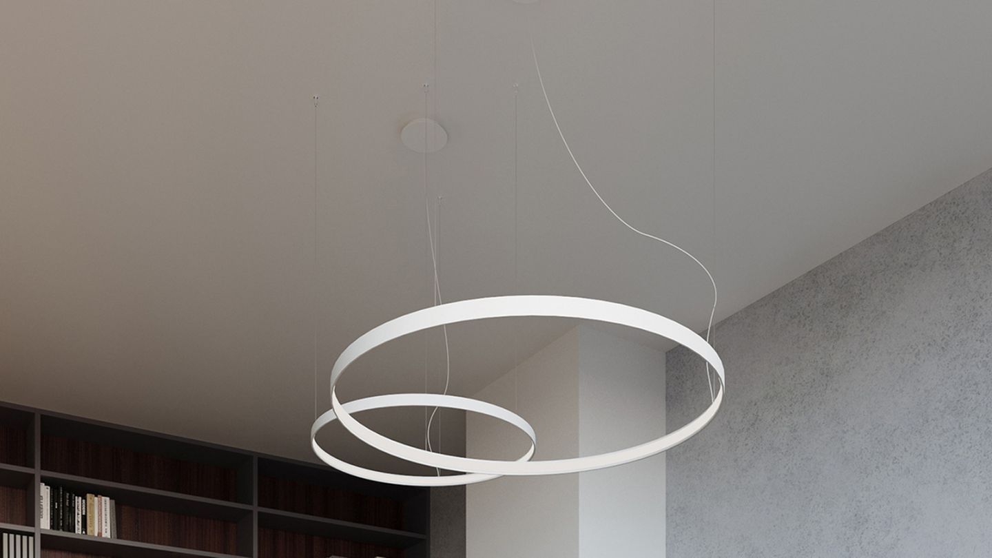 Suspension ronde blanche à Led 55cm - 4000K - Rio Suspension ronde blanche à Led 55cm - 4000K - Rio