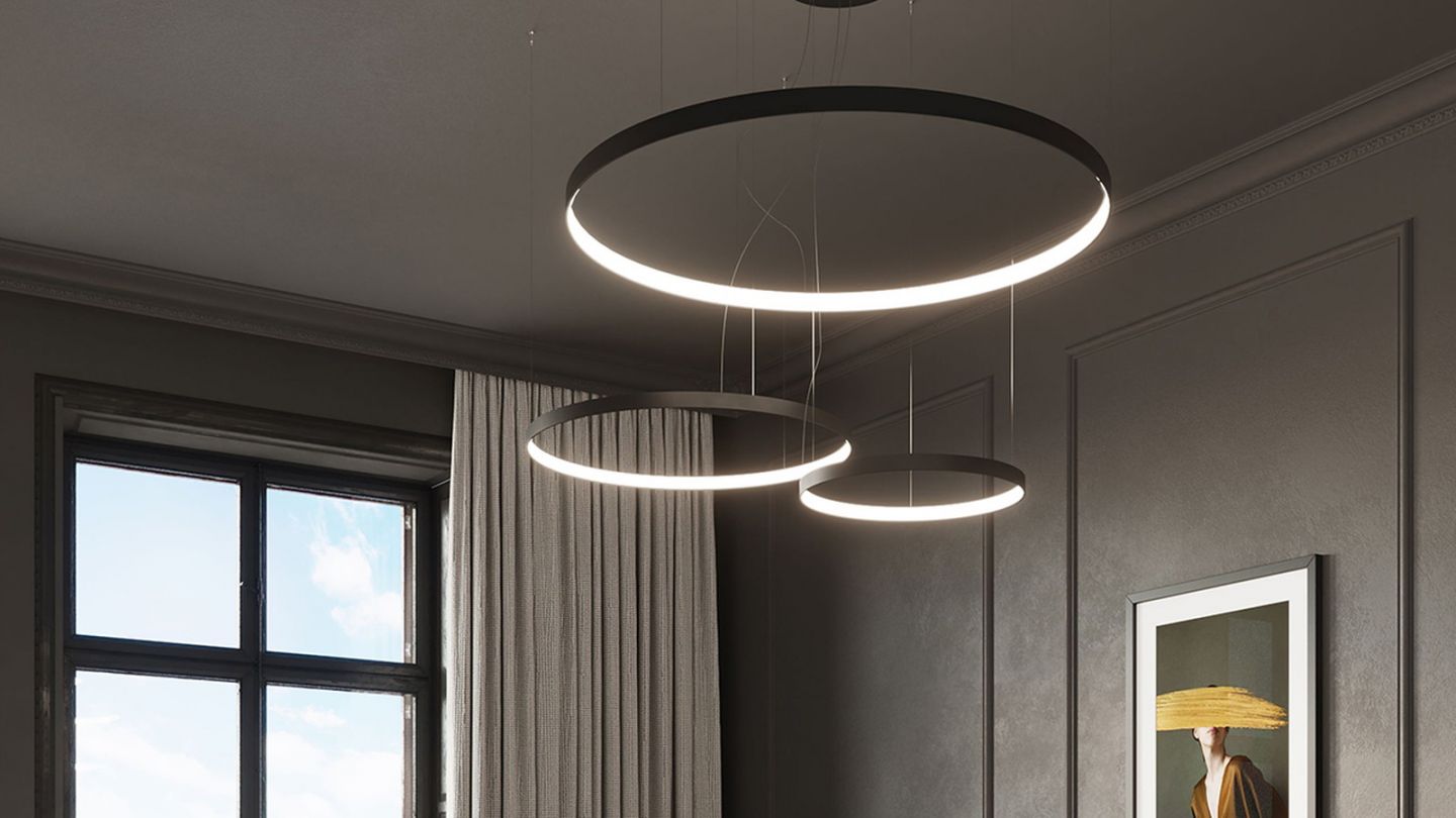 Suspension ronde noire à Led 55 cm - 3000K - Rio Suspension ronde noire à Led 55 cm - 3000K - Rio