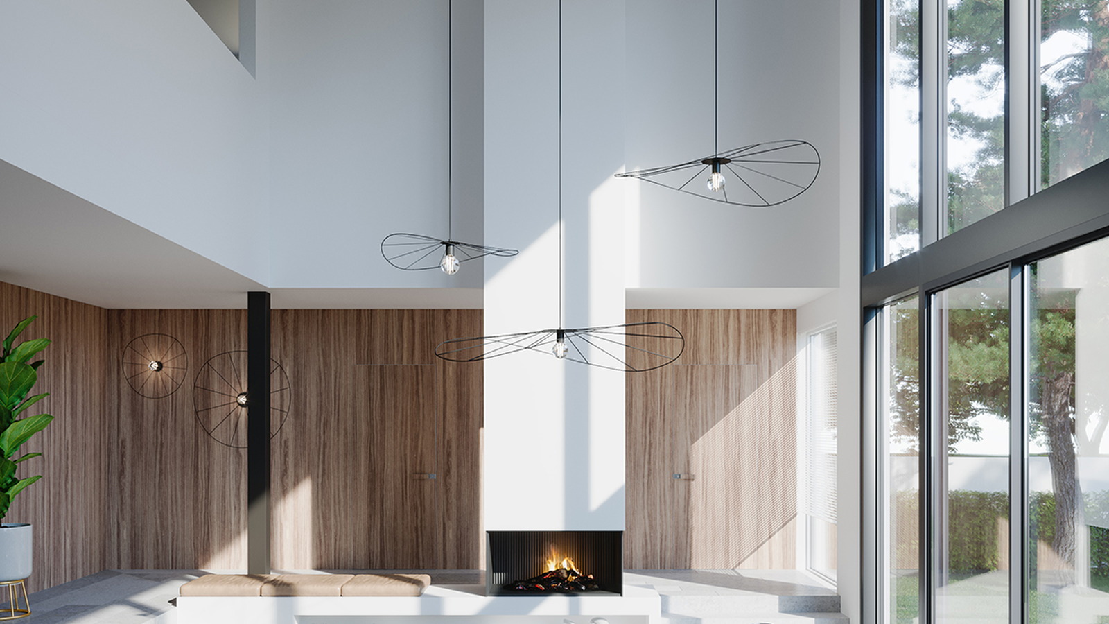 Suspension graphique en métal noir 70 cm - Eskola