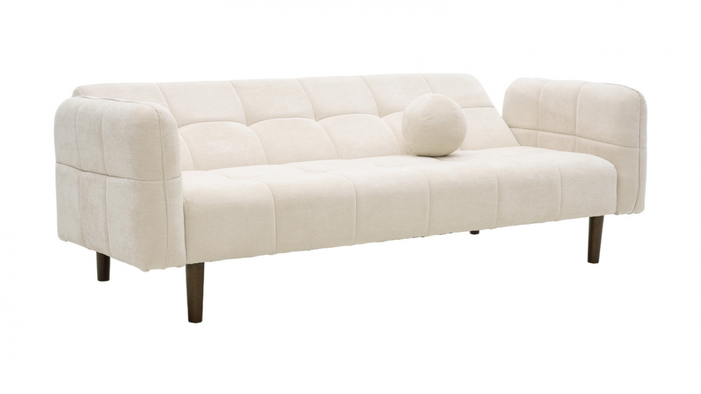 Canapé convertible 3 places en tissu chenille beige - Pavia Canapé convertible 3 places en tissu chenille beige - Pavia