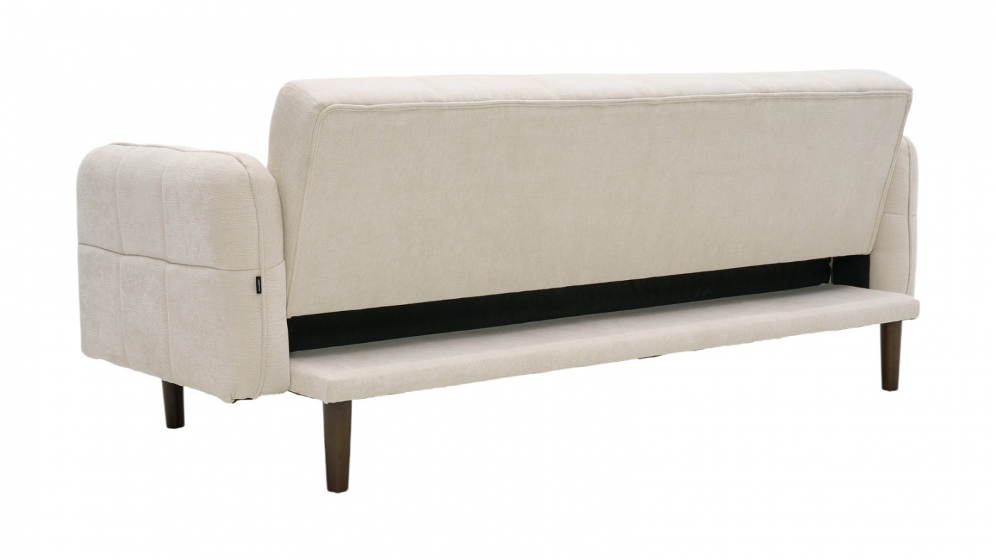 Canapé convertible 3 places en tissu chenille beige - Pavia Canapé convertible 3 places en tissu chenille beige - Pavia