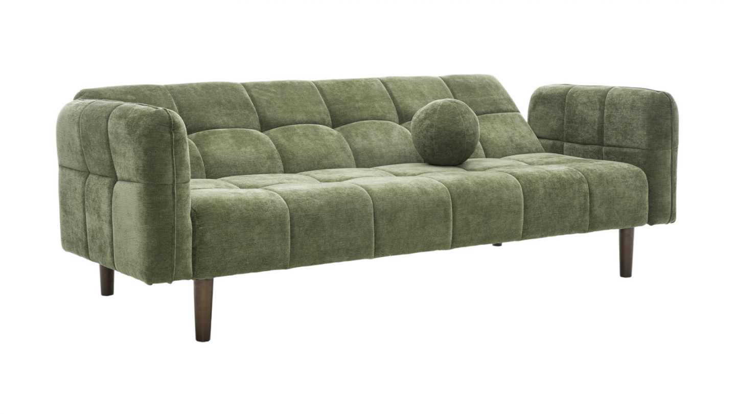 Canapé convertible 3 places en tissu chenille vert olive - Pavia Canapé convertible 3 places en tissu chenille vert olive - Pavia