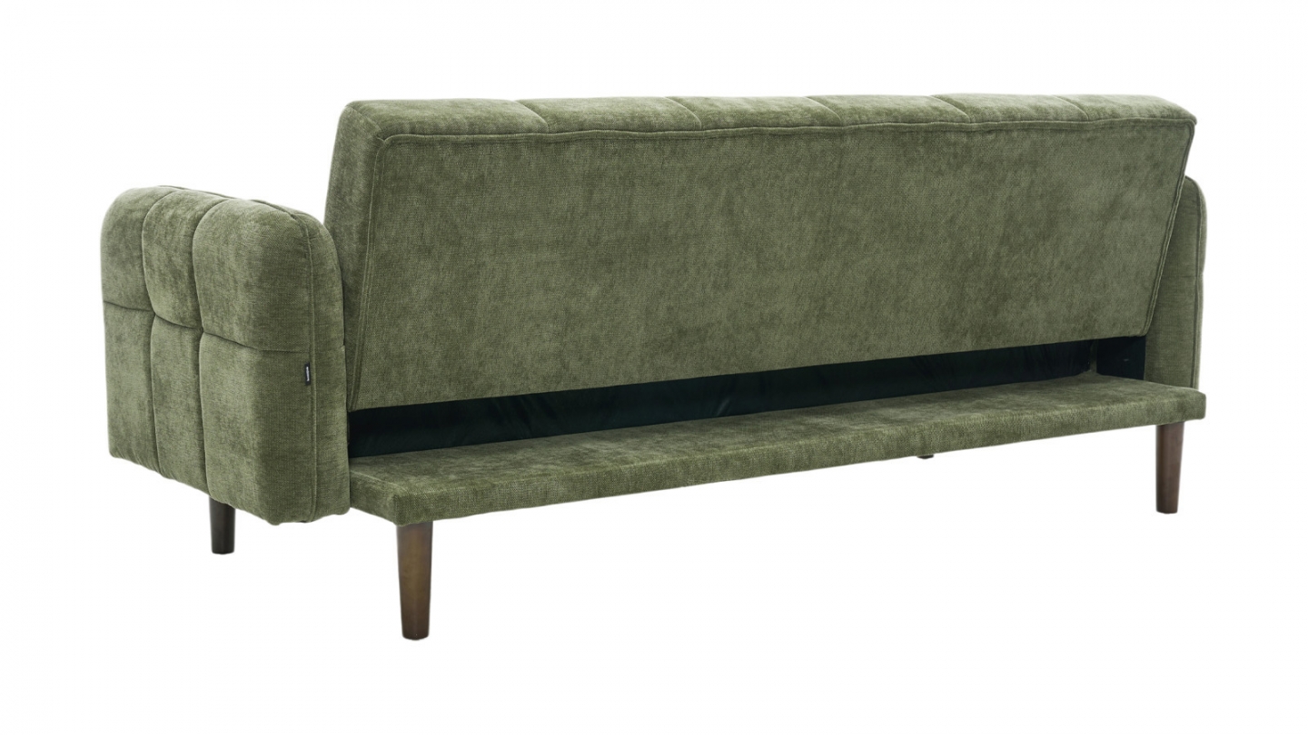 Canapé convertible 3 places en tissu chenille vert olive - Pavia Canapé convertible 3 places en tissu chenille vert olive - Pavia