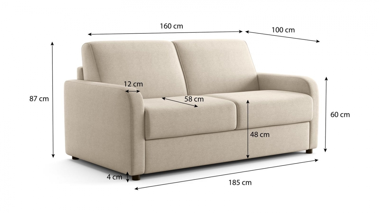 Canapé droit convertible 3 places en tissu chenille beige - ouverture express - Lumio Canapé droit convertible 3 places en tissu chenille beige - ouverture express - Lumio