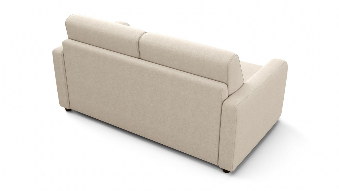 Canapé droit convertible 3 places en tissu chenille beige - ouverture express - Lumio Canapé droit convertible 3 places en tissu chenille beige - ouverture express - Lumio
