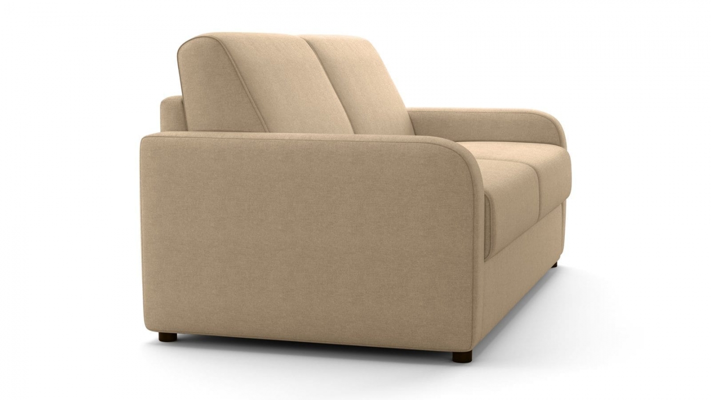 Canapé droit convertible 3 places en tissu chenille taupe - ouverture express - Lumio Canapé droit convertible 3 places en tissu chenille taupe - ouverture express - Lumio