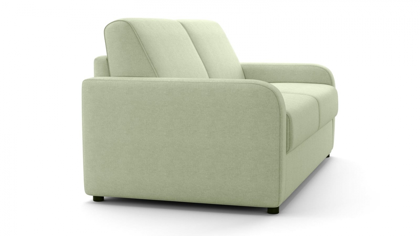 Canapé droit convertible 3 places en tissu chenille vert sauge - ouverture express - Lumio Canapé droit convertible 3 places en tissu chenille vert sauge - ouverture express - Lumio