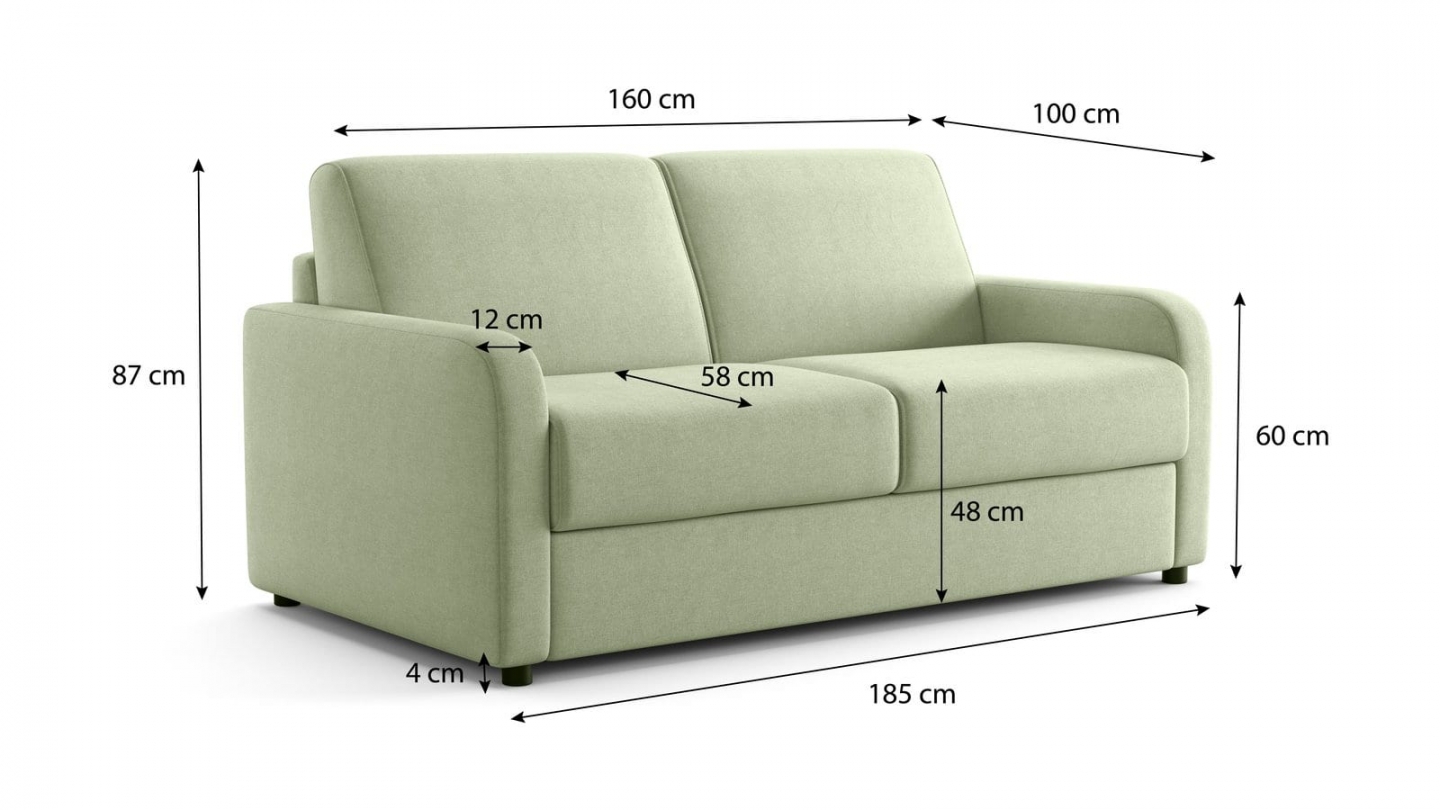 Canapé droit convertible 3 places en tissu chenille vert sauge - ouverture express - Lumio Canapé droit convertible 3 places en tissu chenille vert sauge - ouverture express - Lumio